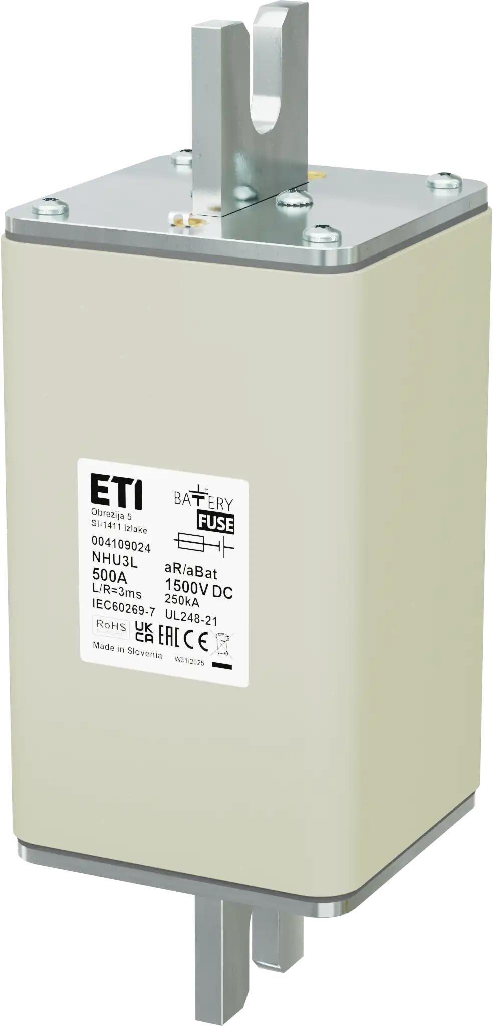 Wkładka topikowa NHU3L aR/aBat 500A/1500V DC AL 004109024