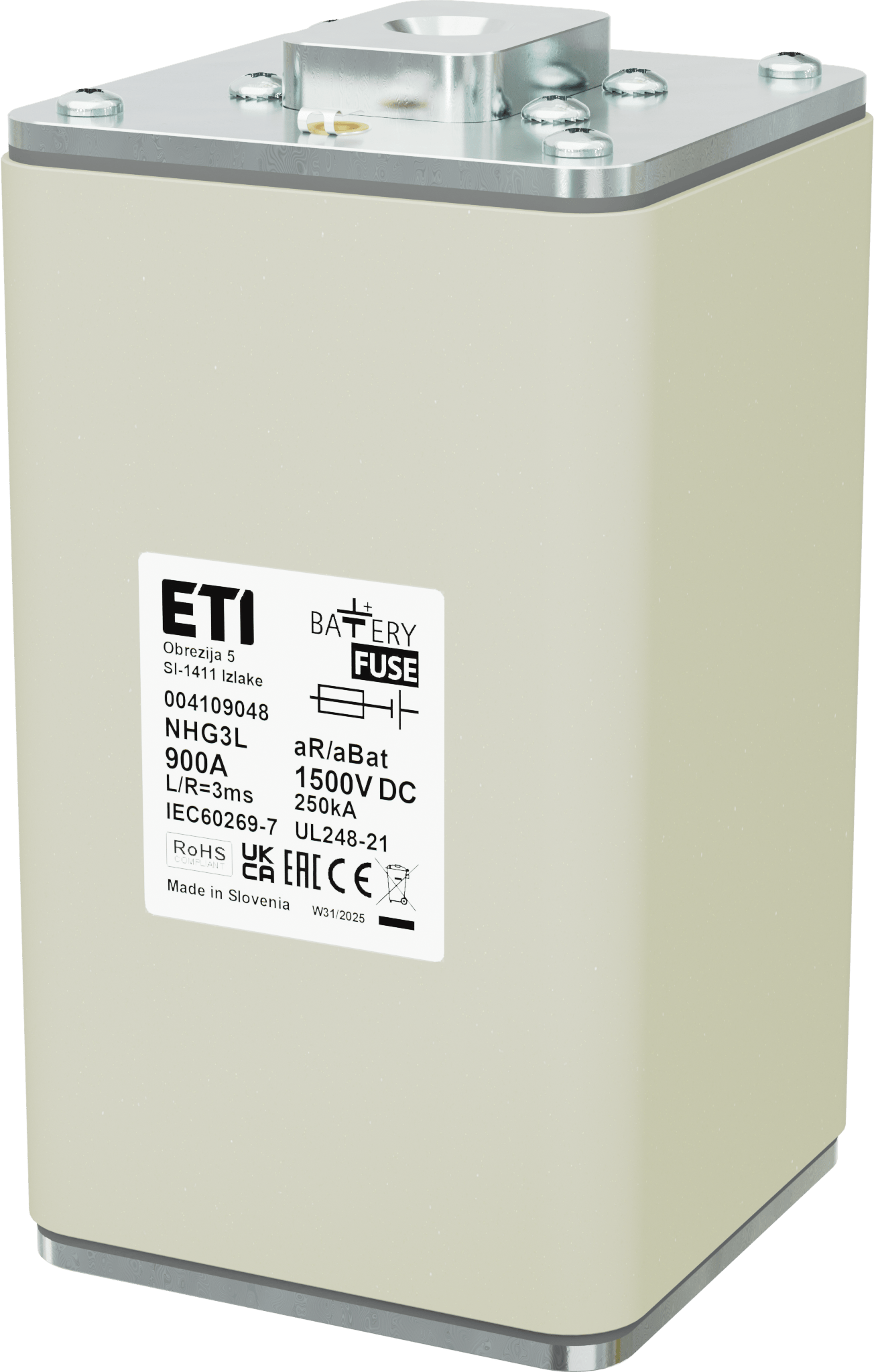 Wkładka topikowa NHG3L aR/aBat 900A/1500V DC AL 004109048