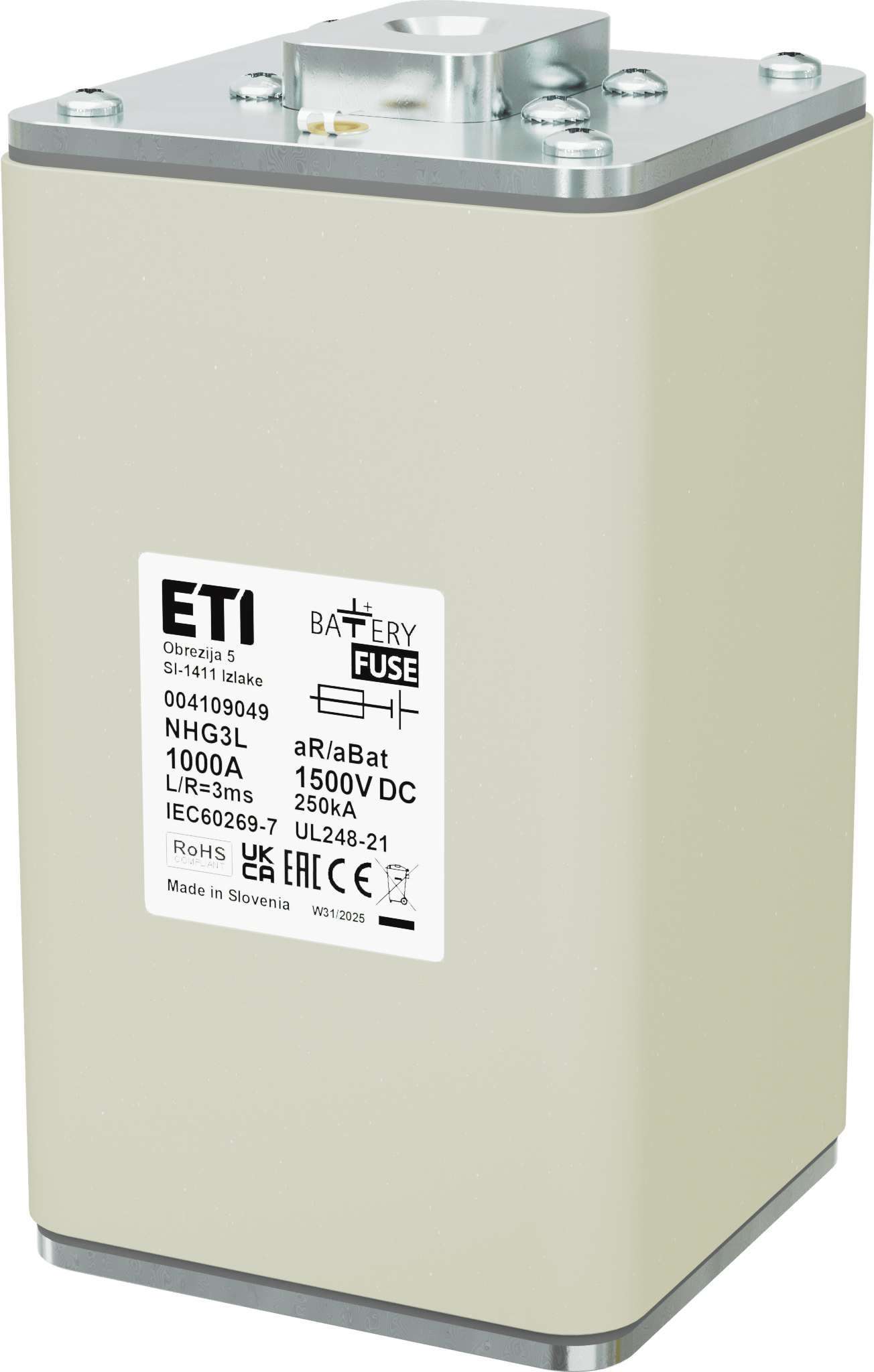 Wkładka topikowa NHG3L aR/aBat 1000A/1500V DCAL 004109049