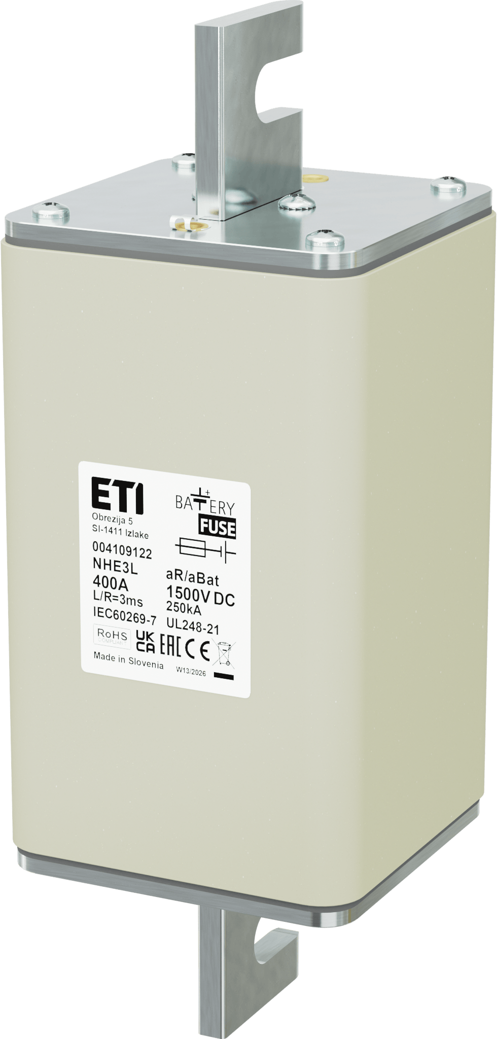 Wkładka topikowa NHE3L aR/aBat 400A/1500V DC AL 004109122