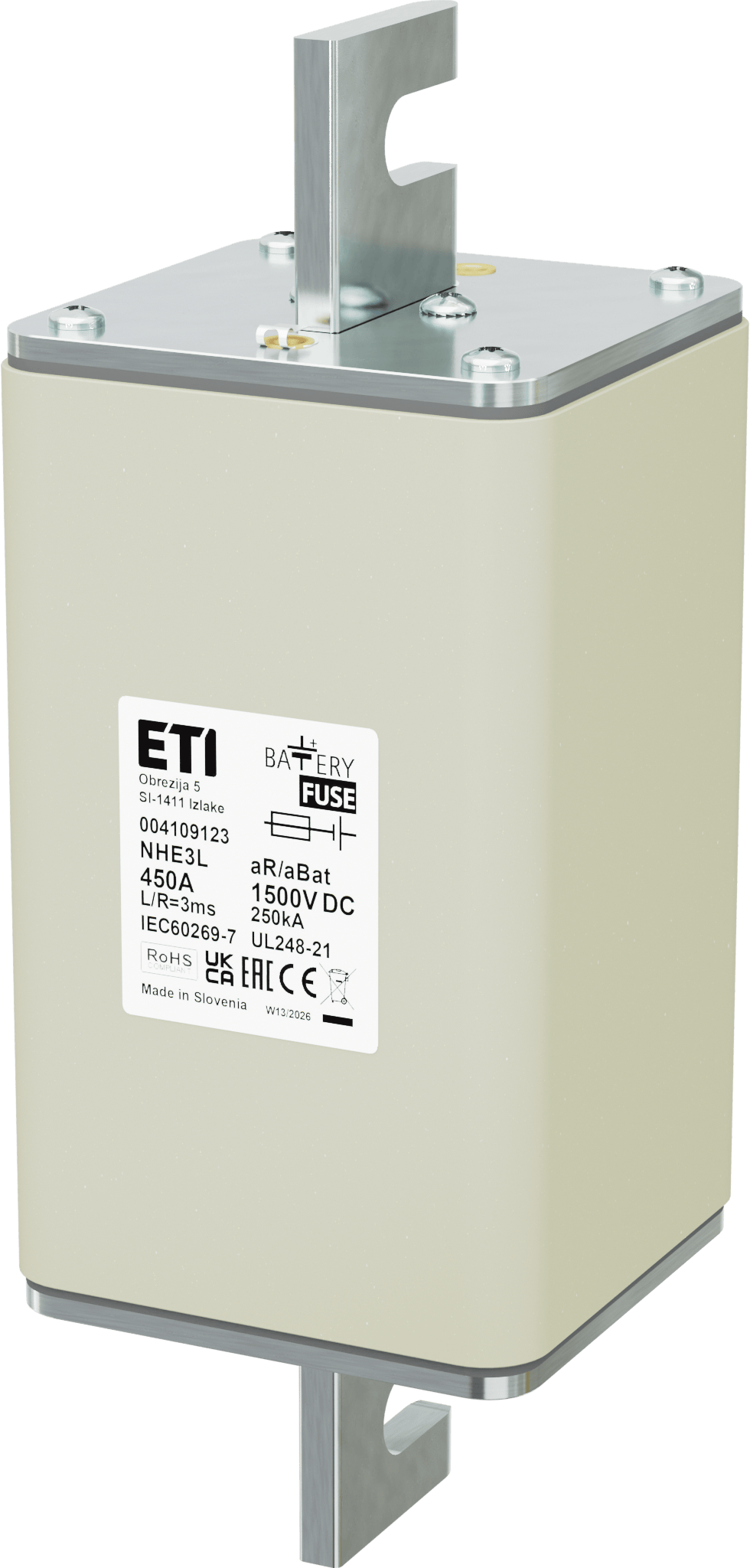 Wkładka topikowa NHE3L aR/aBat 450A/1500V DC AL 004109123