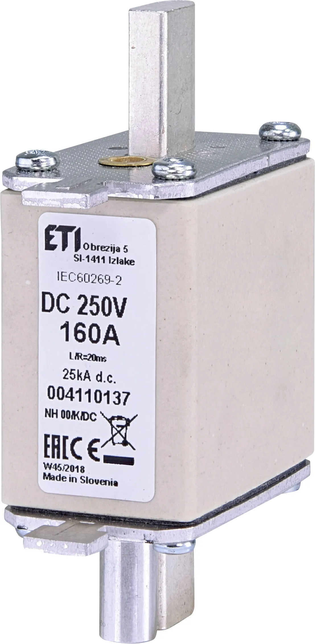 Wkładka topikowa NH00/K 160A/250V DC 004110137
