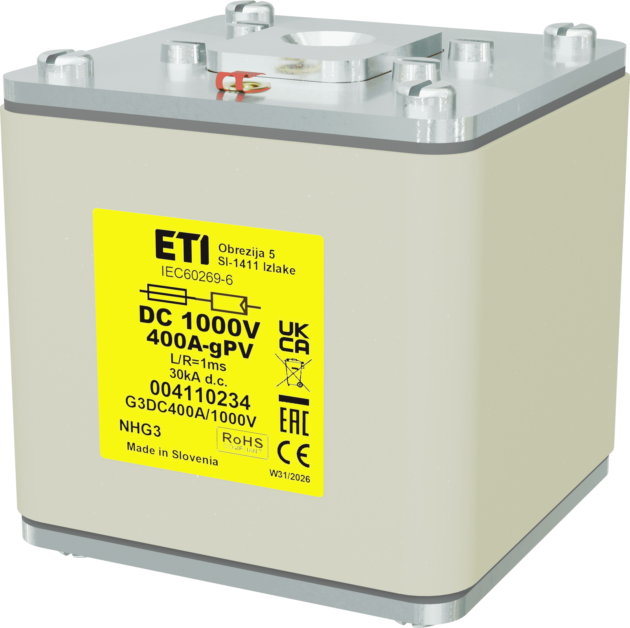 Wkładka topikowa NHG3 gPV 400A/1000V DC 004110234