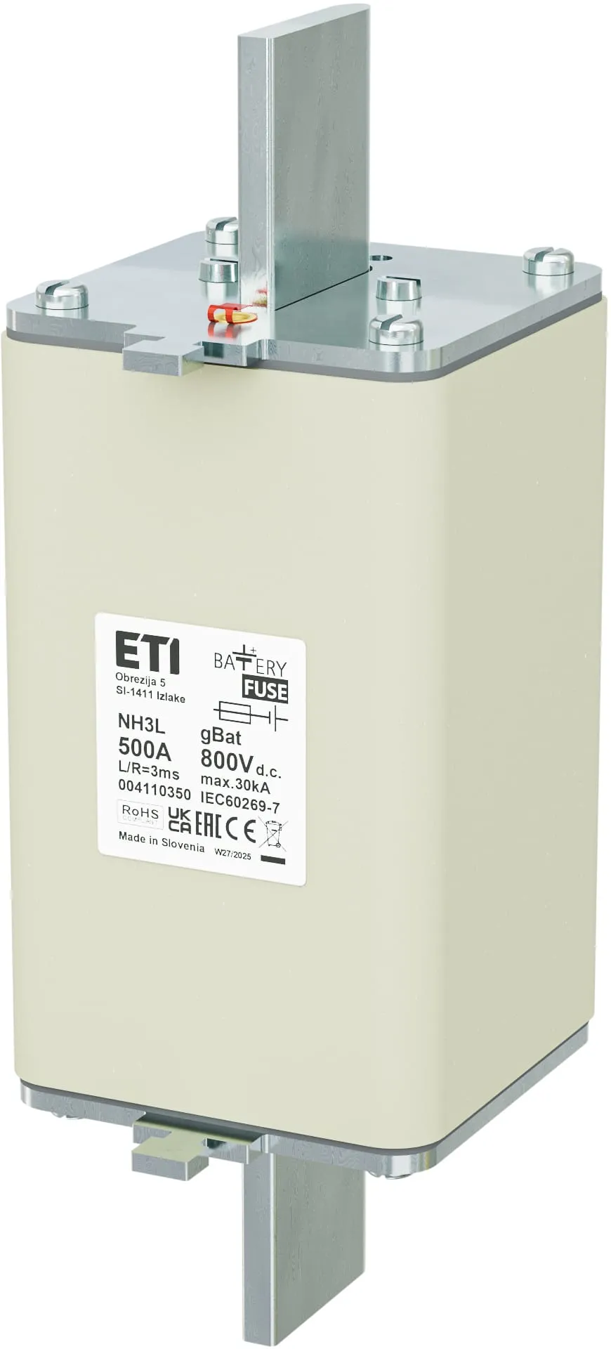 Wkładka topikowa NH3L gBat 500A/800V DC 004110350