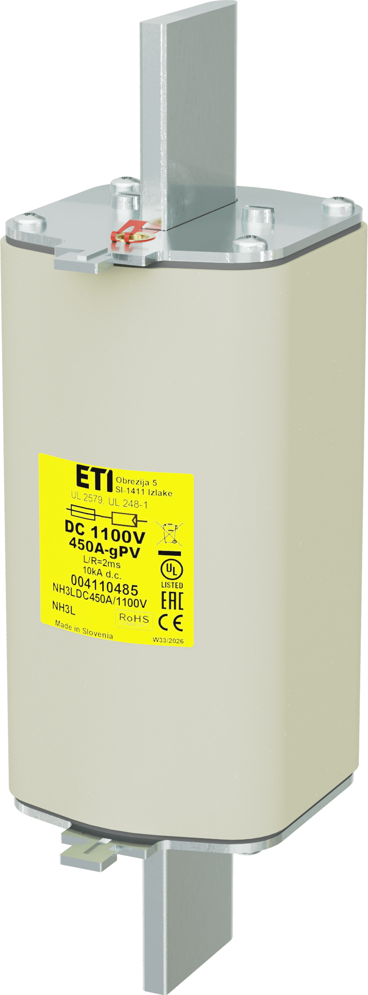 Wkładka topikowa NH3L gPV 450A/1100V DC UL 004110485