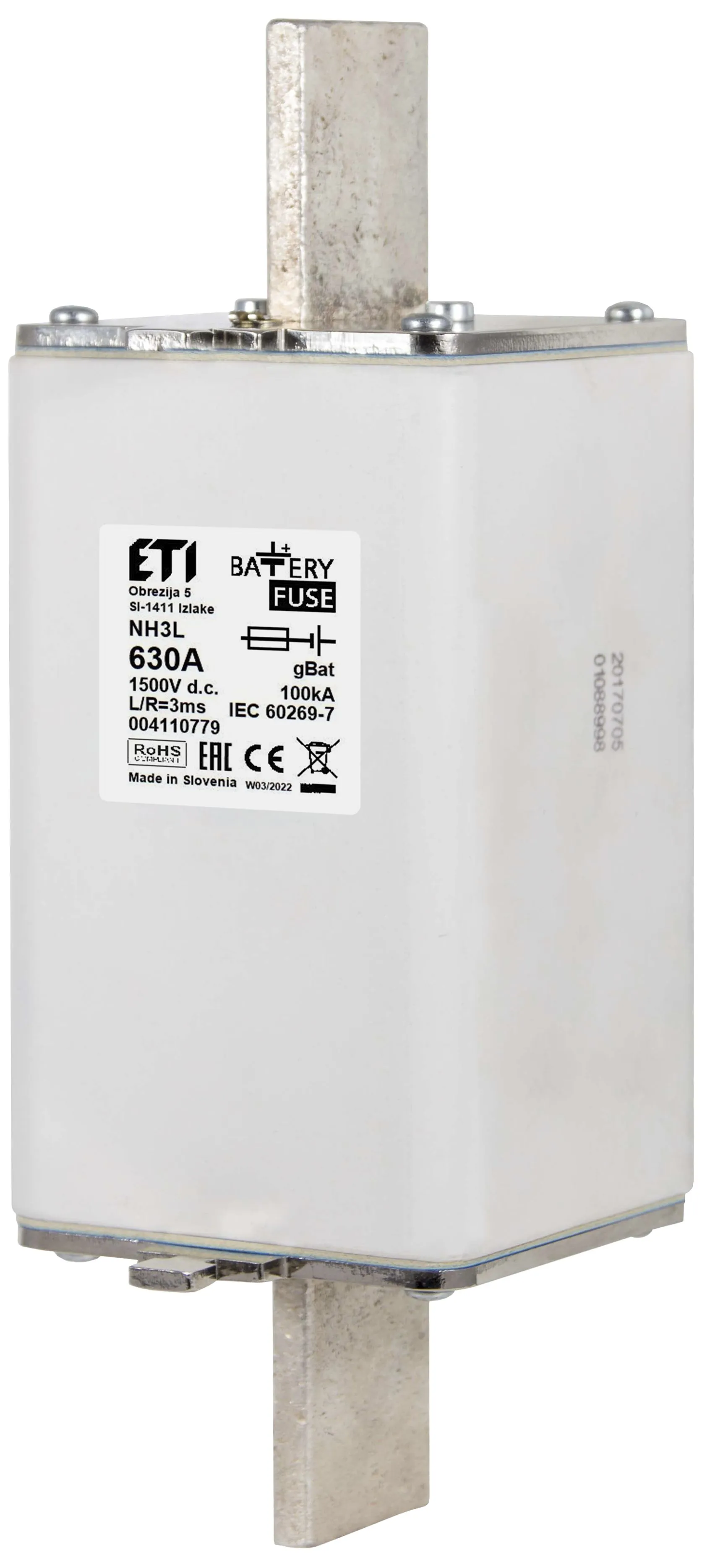 Wkładka topikowa NH3L gBat 630A/1500V DC 004110779