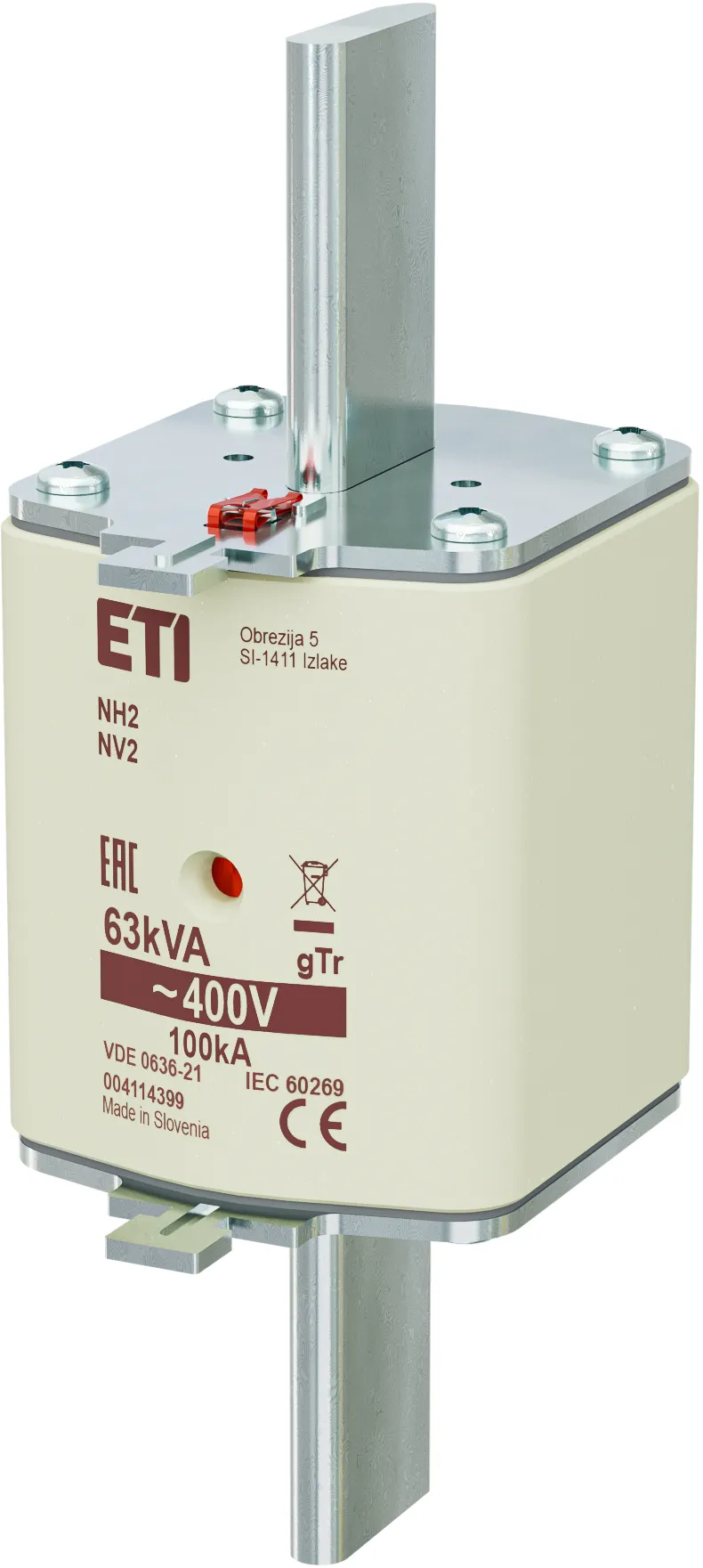Wkładka topikowa NH2 gTr 91A/400V/63kVA 004114399