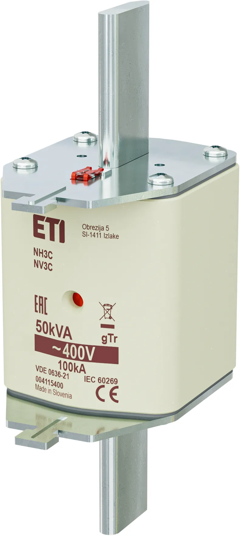Wkładka topikowa NH3C gTr 72A/400V/50kVA 004115400