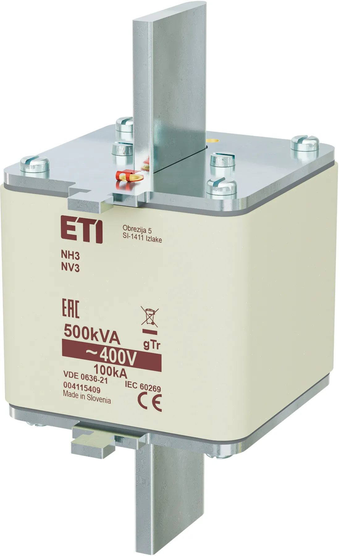Wkładka topikowa NH3 gTr 722A/400V/500kVA 004115409
