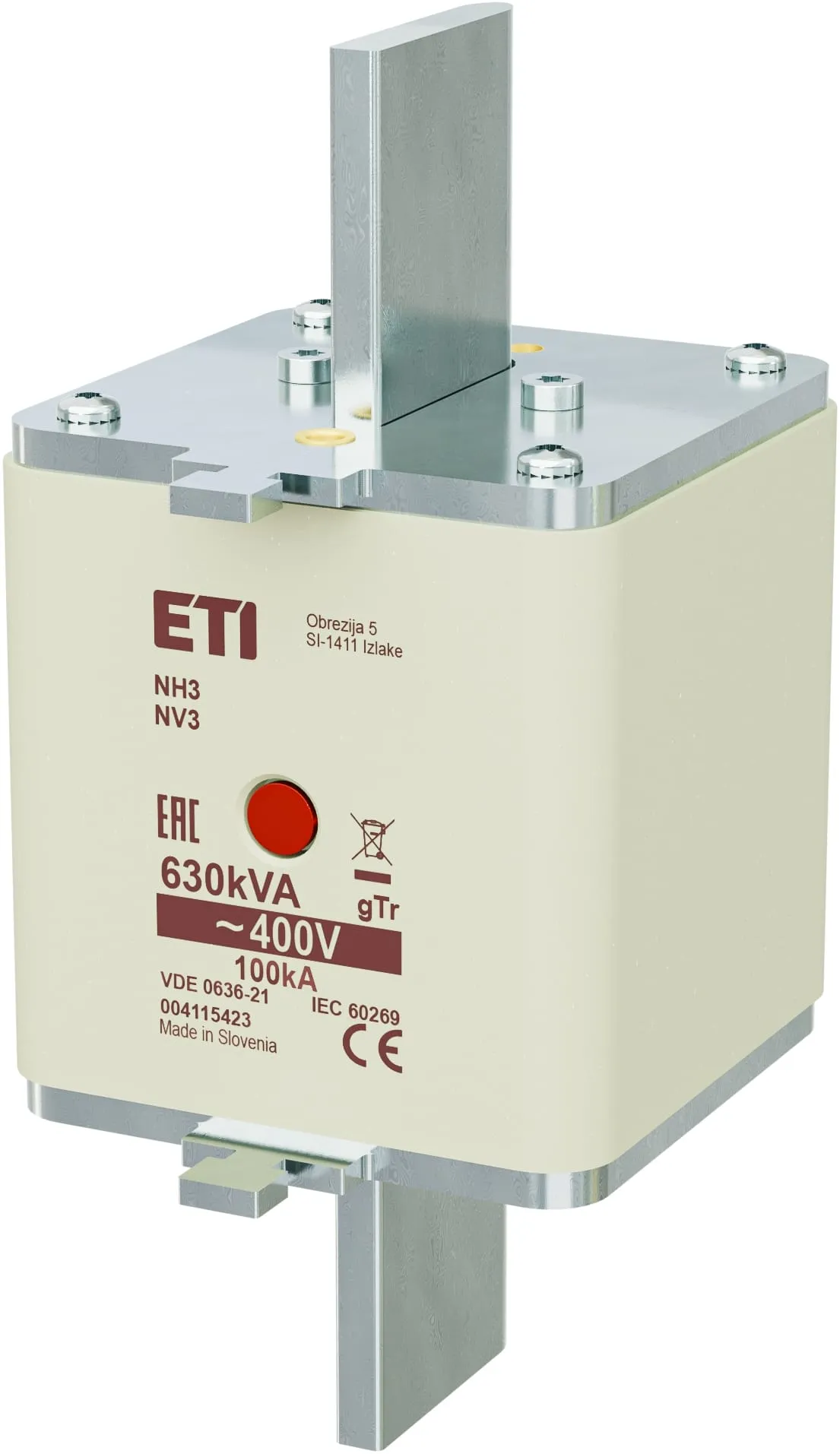 Wkładka topikowa NH3/MI gTr 909A/400V/630kVA 004115423