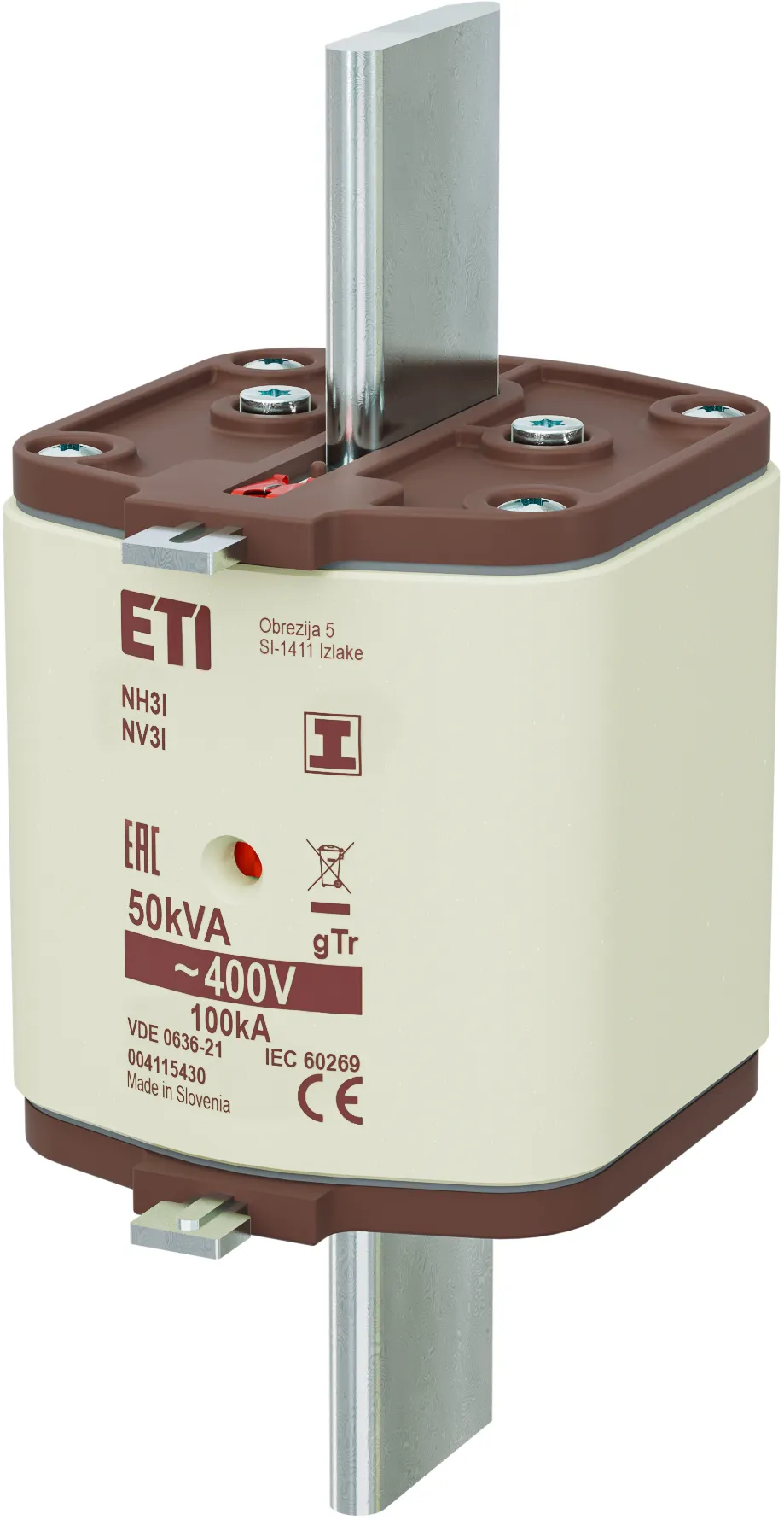 Wkładka topikowa NH3/I gTr 72A/400V/50kVA 004115430