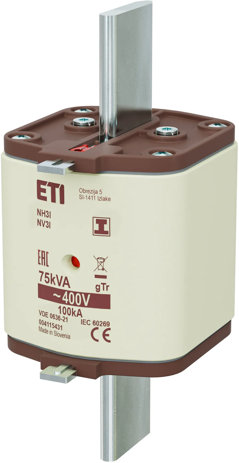 Wkładka topikowa NH3/I gTr 108A/400V/75kVA 004115431