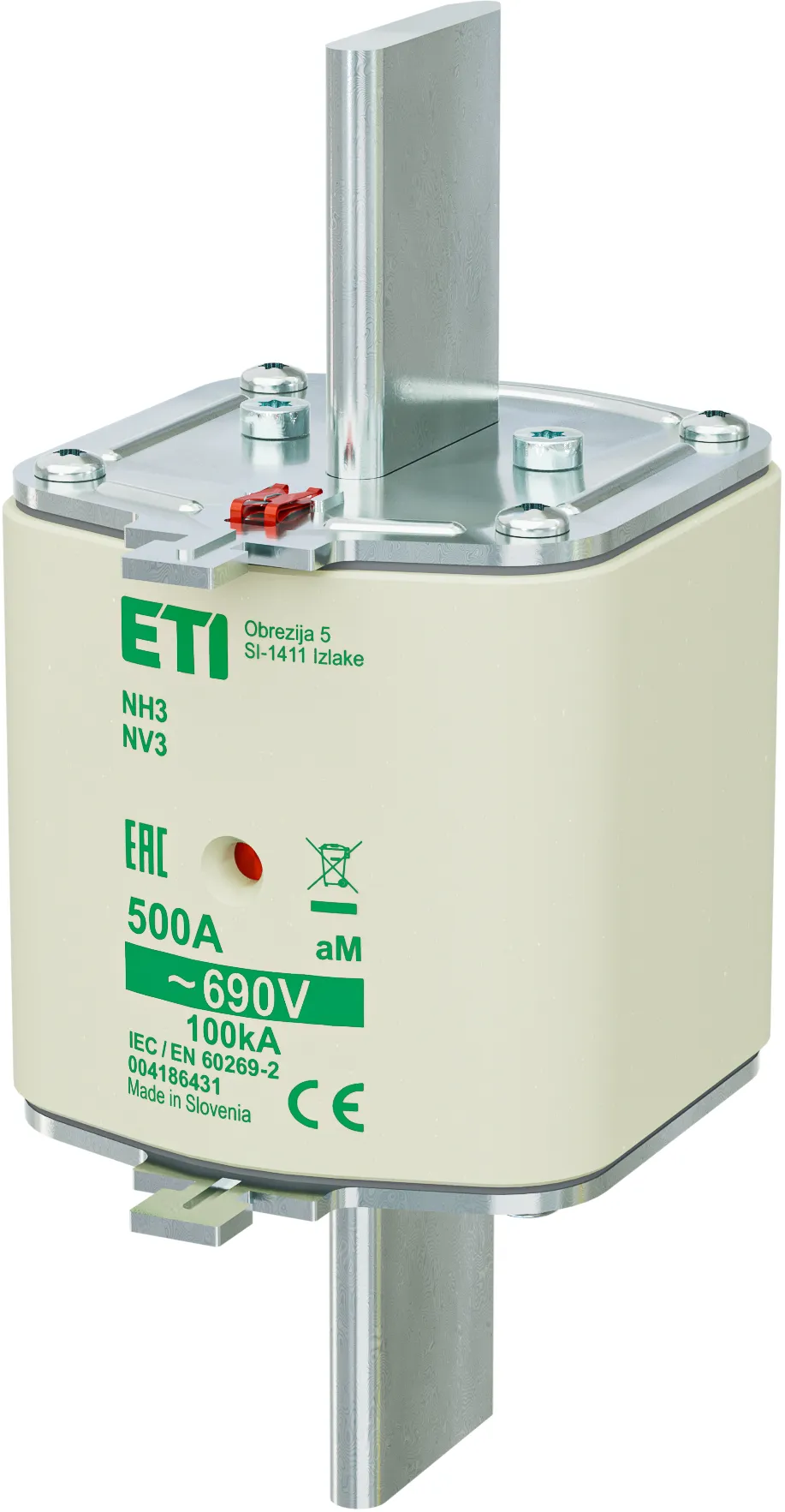 Wkładka topikowa NH3 aM 500A/690V 004186431