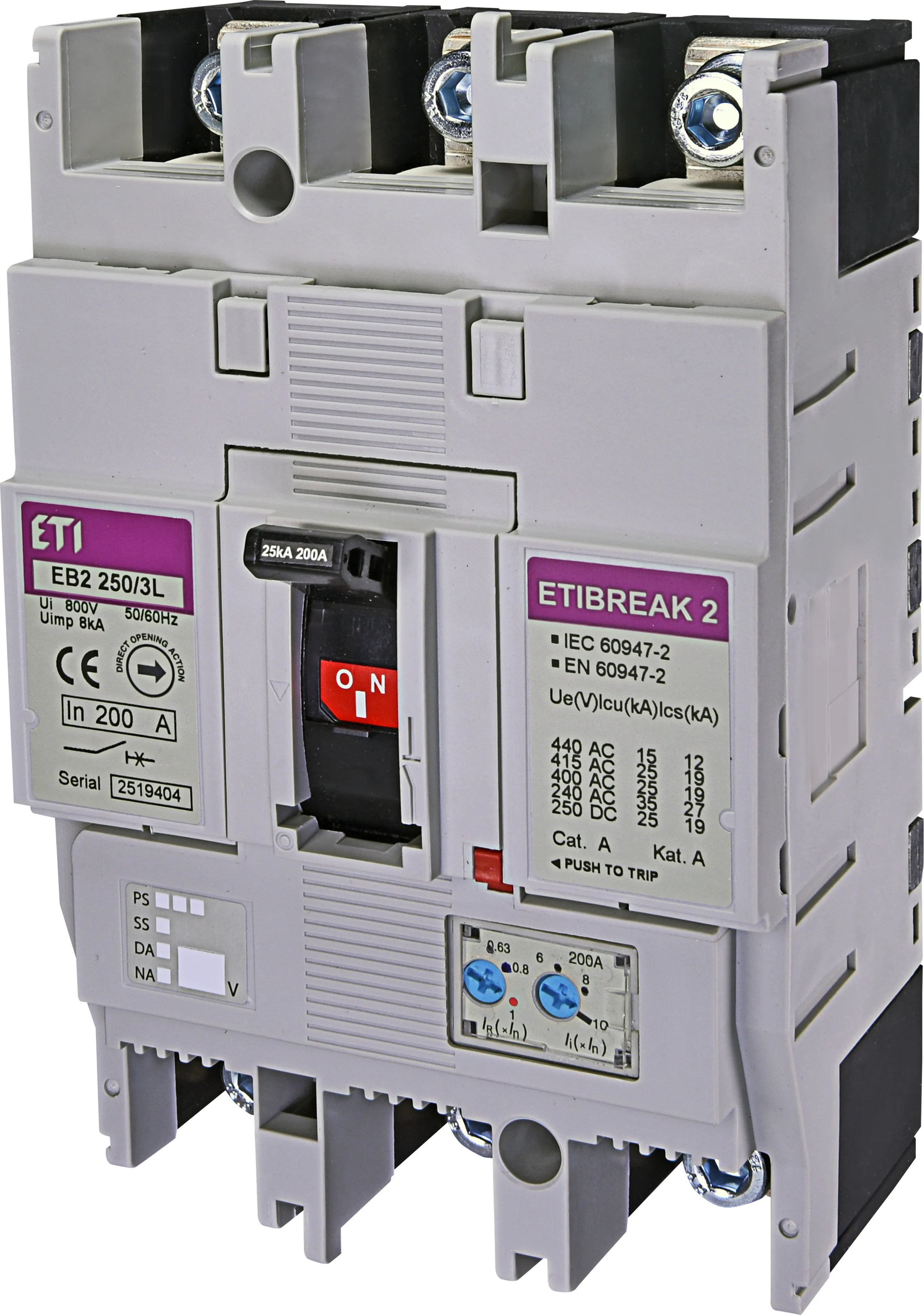 Wyłącznik mocy EB2 250/3L 200A 3p 004671072