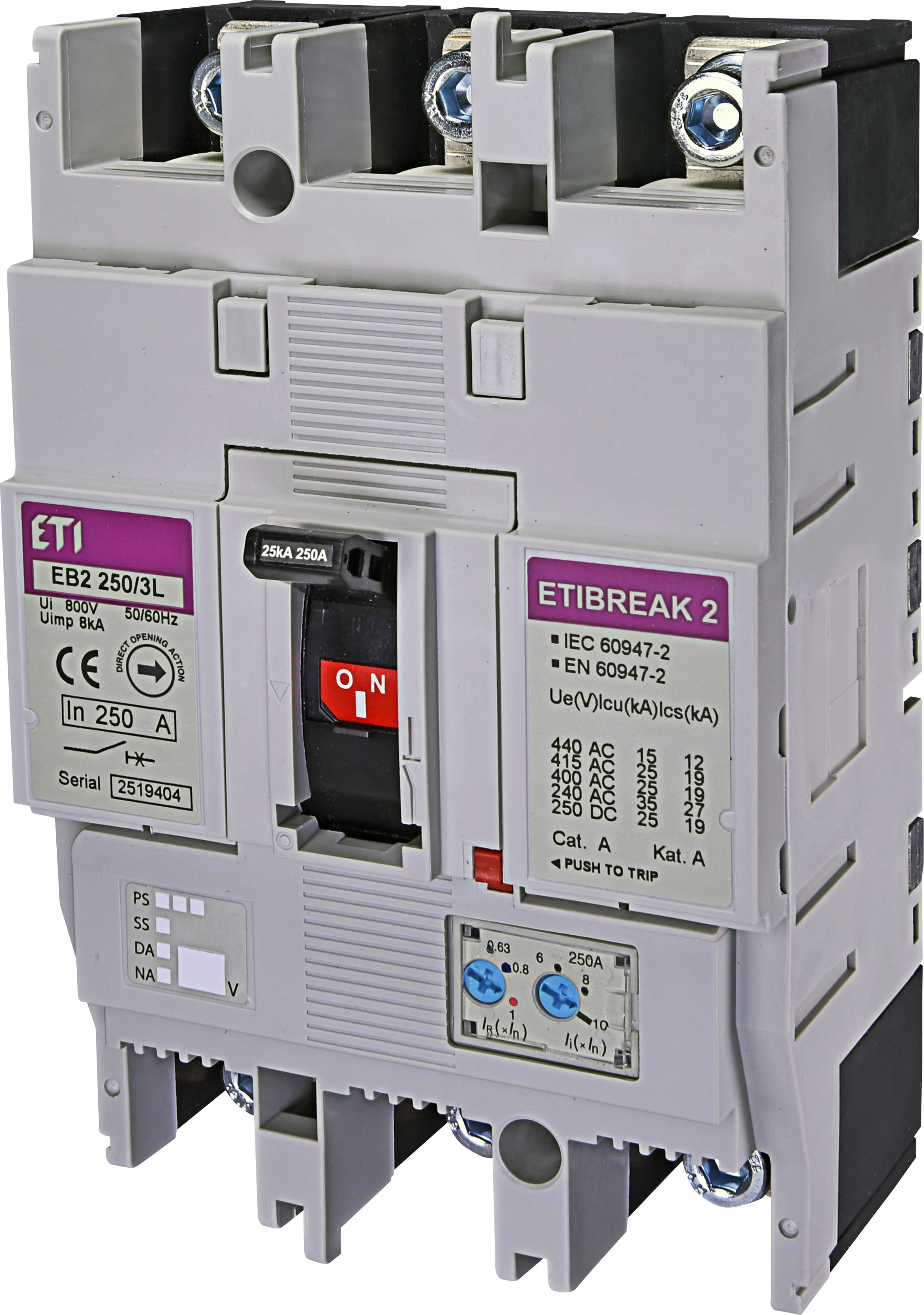 Wyłącznik mocy EB2 250/3L 250A 3p 004671073
