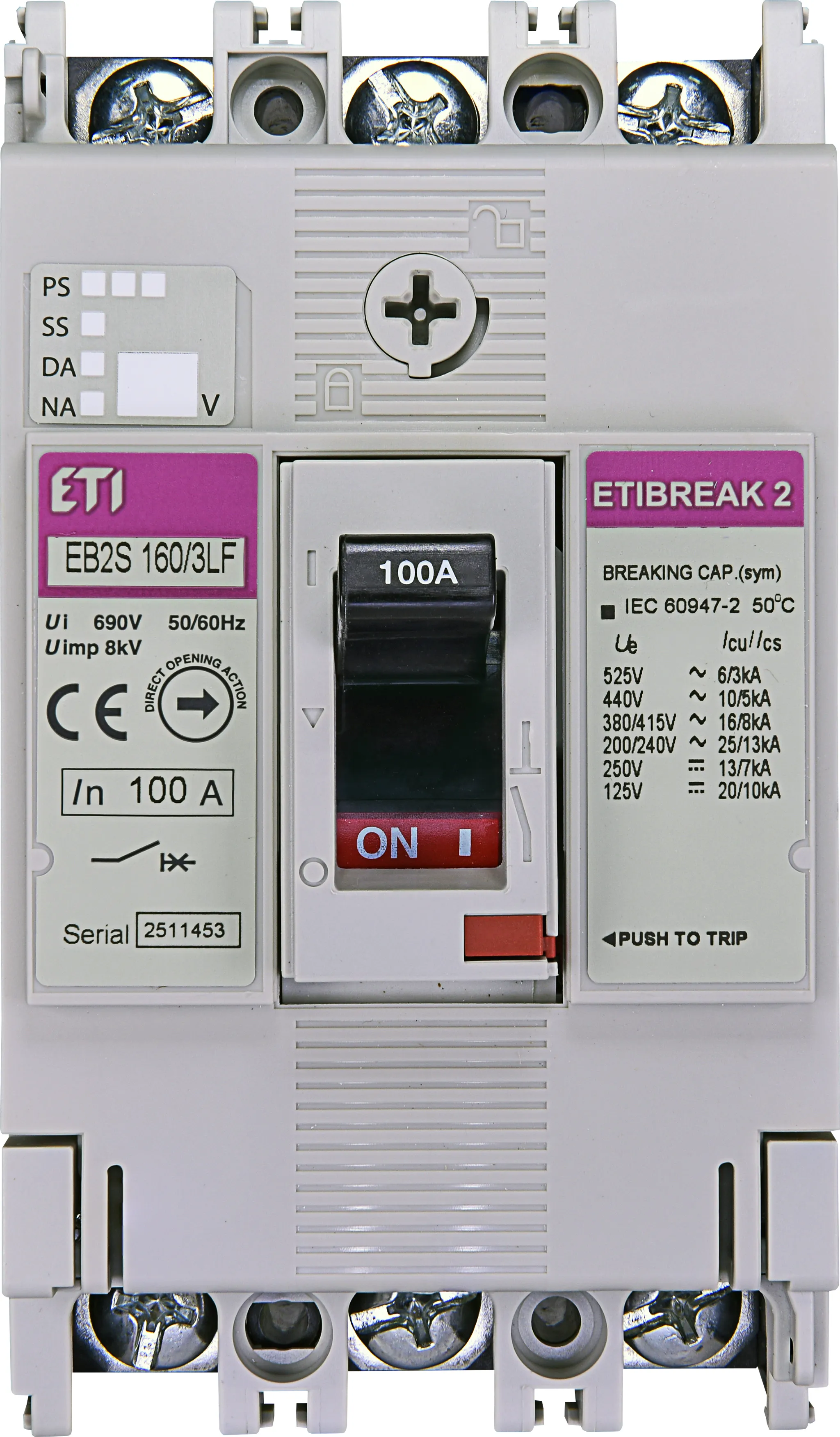 Wyłącznik mocy EB2S 160/3LF 100A 3p 004671809