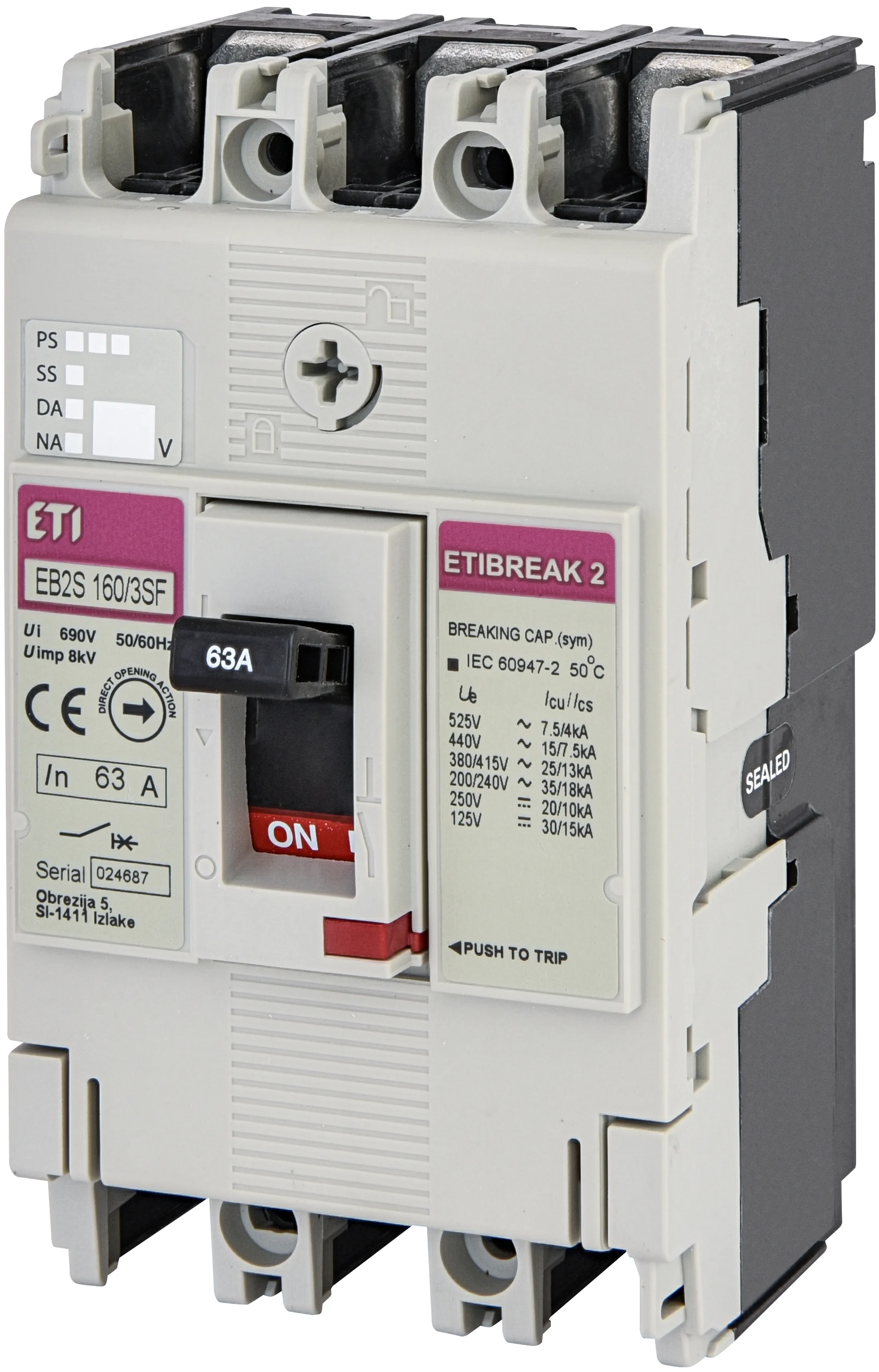 Wyłącznik mocy EB2S 160/3SF 63A 3p 004671833