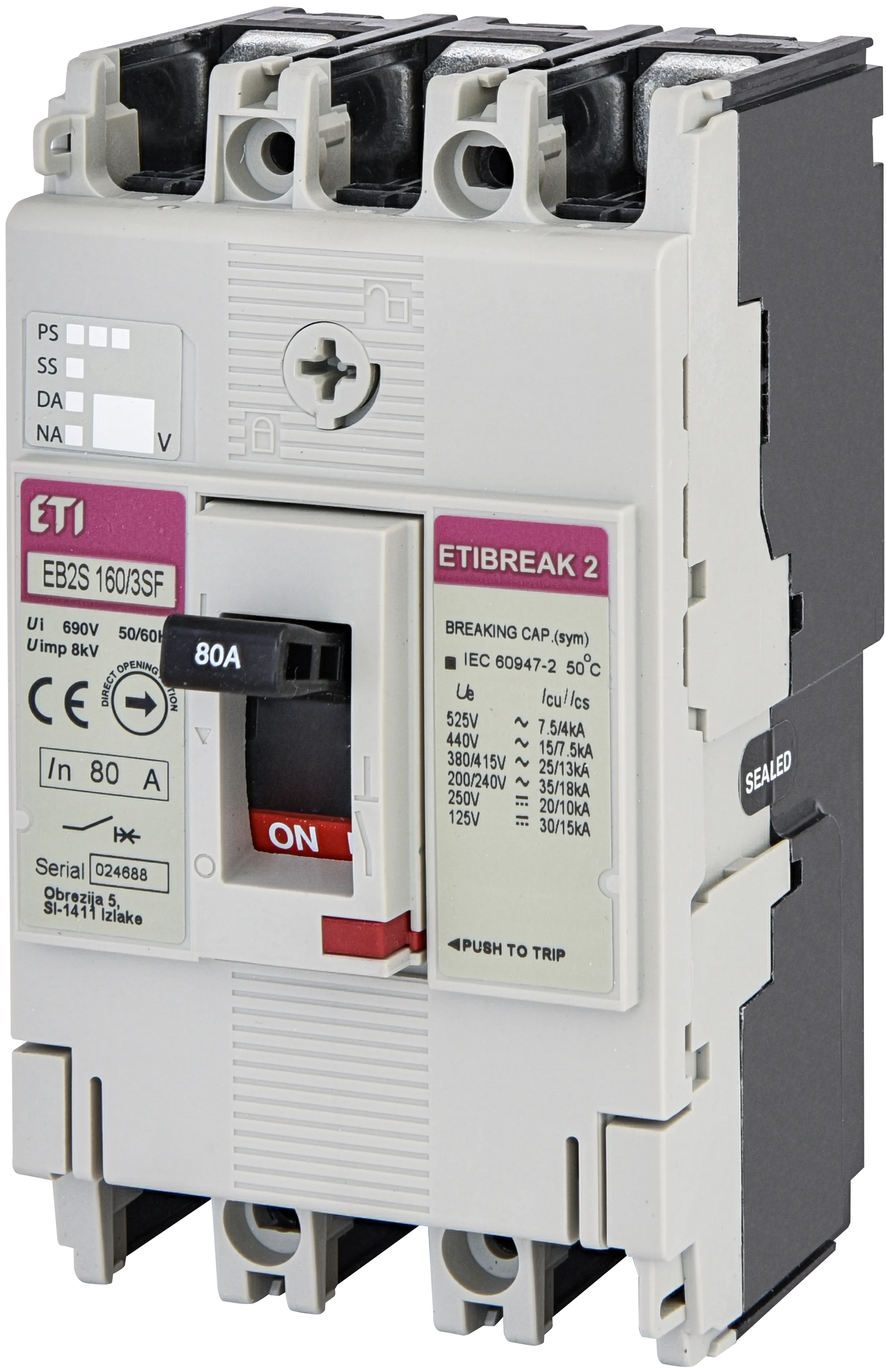 Wyłącznik mocy EB2S 160/3SF 80A 3p 004671834