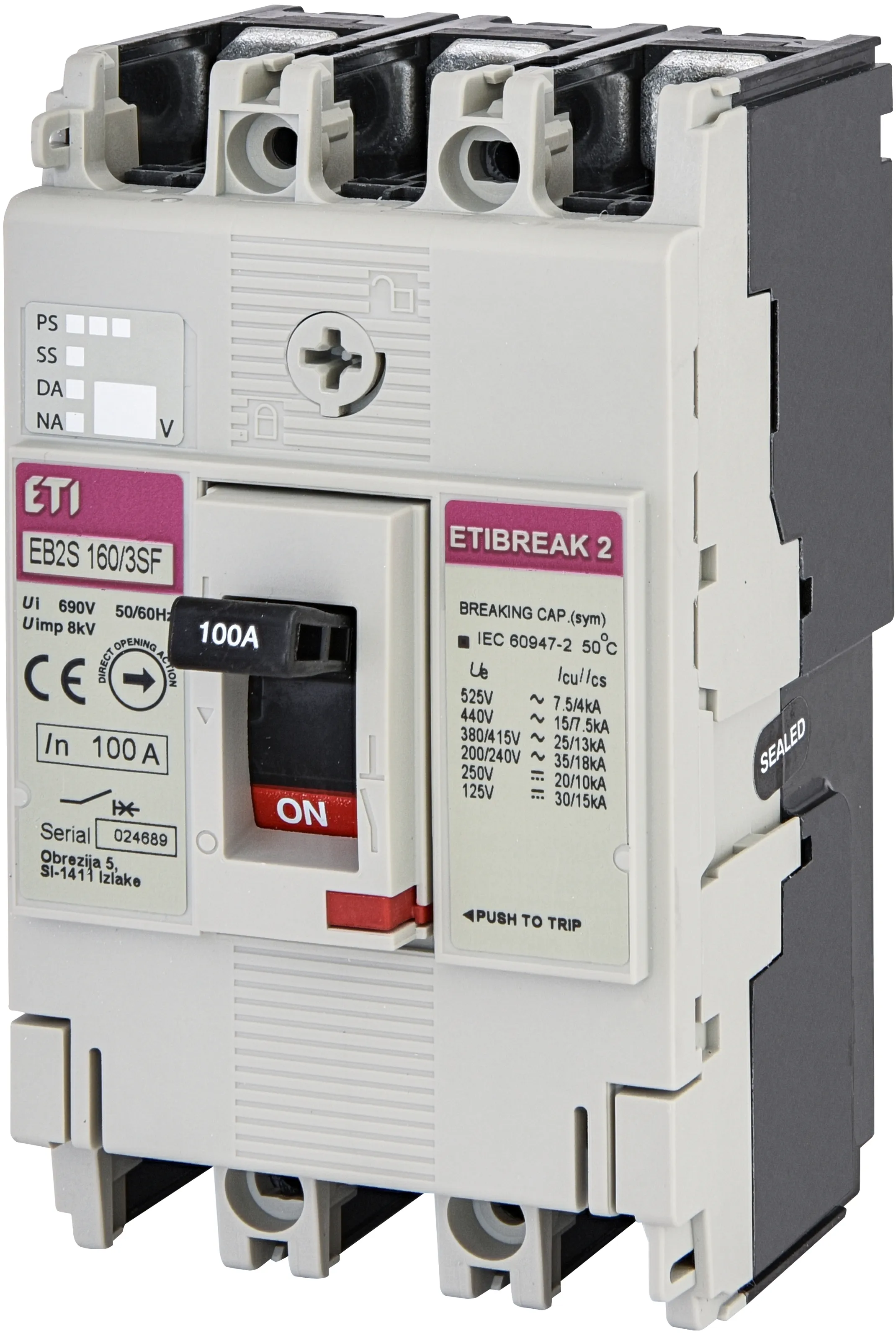 Wyłącznik mocy EB2S 160/3SF 100A 3p 004671835