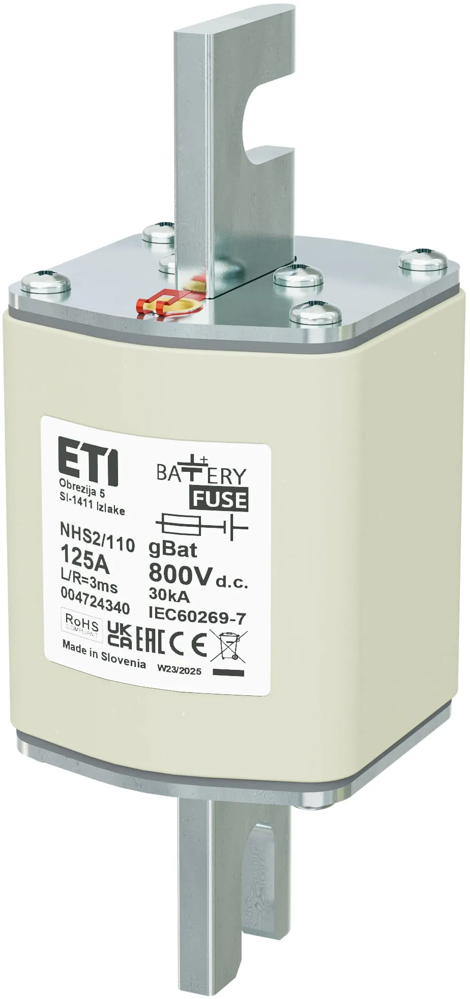 Wkładka topikowa NHS2/110 gBat 125A/800V DC 004724340
